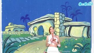 Cuki zsenge wilma flintstone cosplayben masturbál és orálozza a bazinagy fazsat